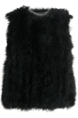 YVES SALOMON Silk feathered-finish waistcoat