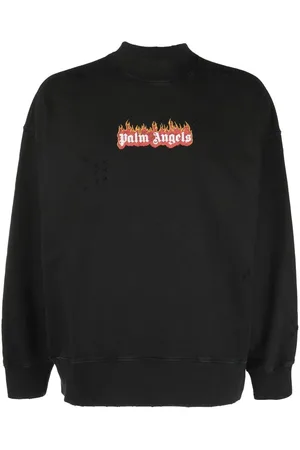 Palm Angels Burning Logo-print distressed sweatshirt