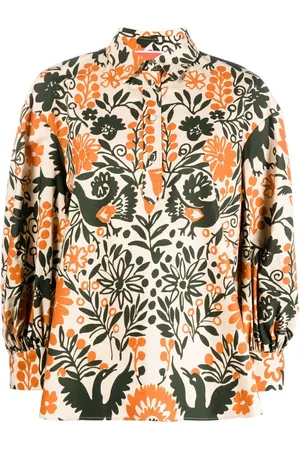 La DoubleJ Sundowner floral-print shirt dress - Orange