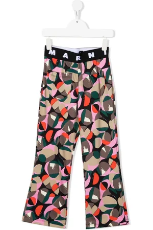 Marni Graphic-print logo-waistband trousers