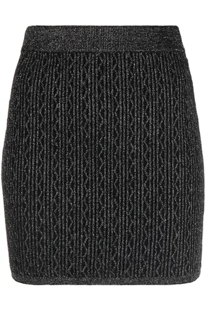 Pinko Metallic-threading knitted skirt