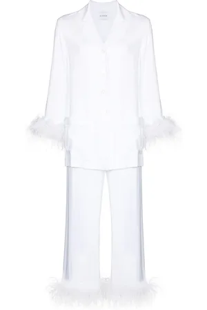 Sleeper Feather-trim two-piece pyjama
