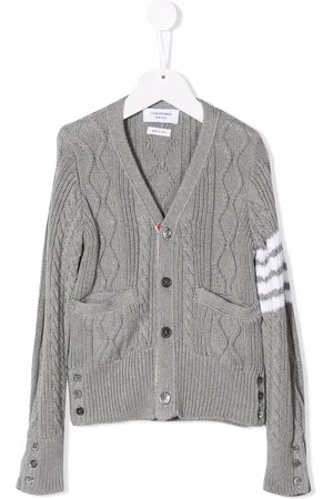 Thom Browne 4-Bar cable-knit cotton cardigan