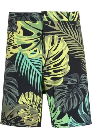 AMIR SLAMA Leaf-print swim shorts