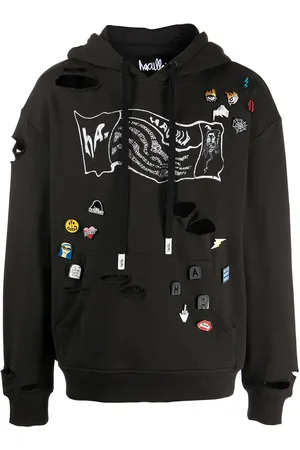 HACULLA Distressed pin-detailed hoodie