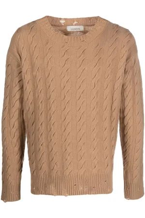 LANEUS Cable-knit crew neck sweater