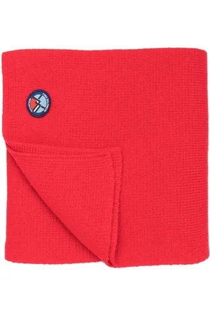YVES SALOMON Knitted logo-patch scarf