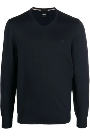 HUGO BOSS Logo-embroidered V-neck jumper