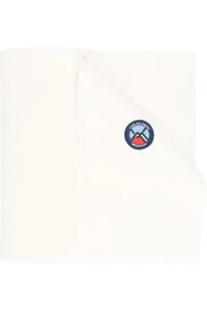 YVES SALOMON Knitted logo-patch scarf