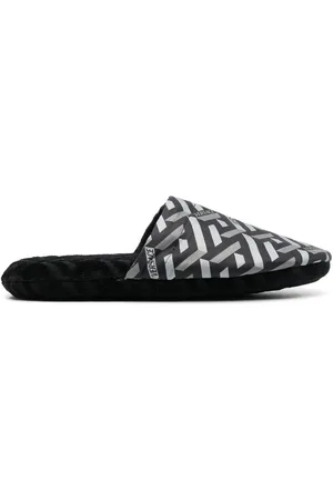 Versace logo-pattern terry-cloth Slippers - Farfetch
