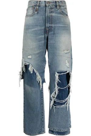 R13 Distressed wide-leg jeans