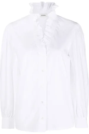 Sandro Ruffled-collar long-sleeve shirt