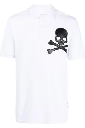Philipp Plein Skull-patch cotton polo shirt