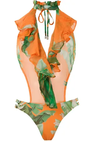 AMIR SLAMA Printed ruffle swimsuit