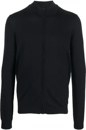 HUGO BOSS Ribbed-knit zip-up sweater