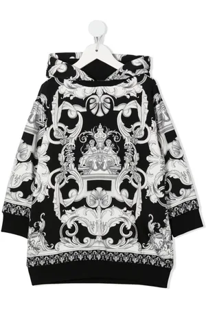 VERSACE Baroque-print hooded sweater dress
