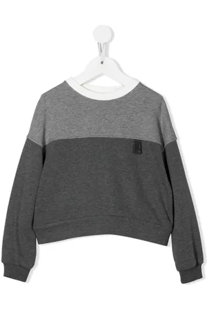 Brunello Cucinelli Girls Sweatshirts - Colour-block crew-neck sweatshirt