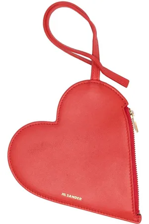 Heart Shaped Leather Coin Purse in Black - Jil Sander