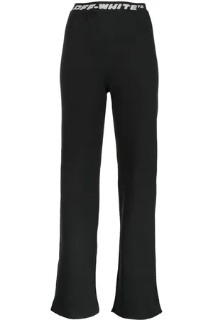 OFF-WHITE Logo-waistband straight-leg trousers