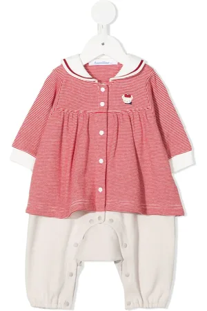 Familiar Logo-embroidered striped dress