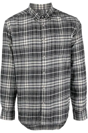 Hugo Relaxed-Fit Shirt in Checked Cotton Flannel- White | Men's Casual Shirts Size S