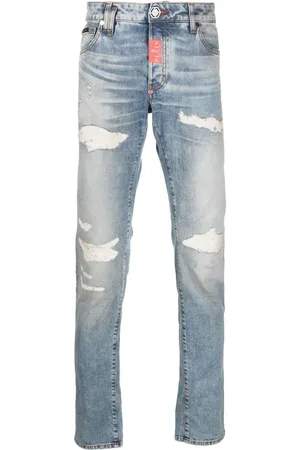 Philipp Plein Distressed straight-leg jeans