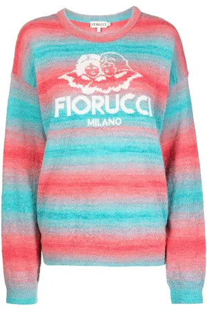 Fiorucci intarsia knit sweater in blue monogram