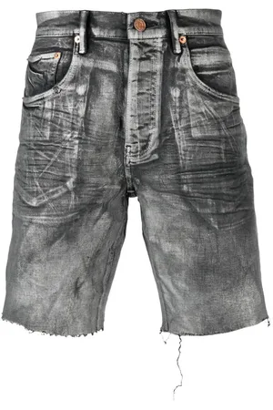 Purple Brand Mid-Rise iridescent denim shorts