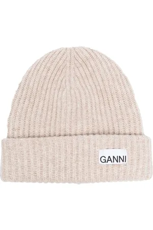 Ganni Logo-patch ribbed beanie