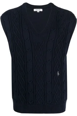 Sporty & Rich Embroidered-logo cable-knit vest