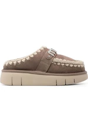 Mou Suede decorative-stitch mules
