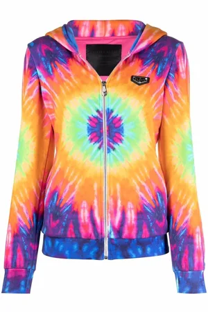 Philipp Plein Logo-print tie-dye zipped hoodie
