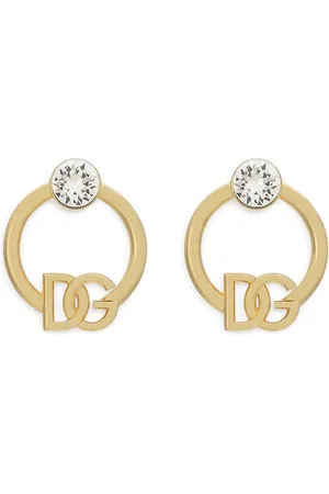 Dolce & Gabbana DG-logo rhinestone-embellished hoop earrings