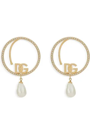 Dolce & Gabbana DG-logo pearl-embellished hoop earrings