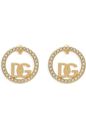 Dolce & Gabbana DG-logo rhinestone-embellished hoop earrings