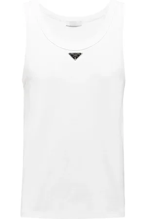 Prada Triangle-logo cotton tank top