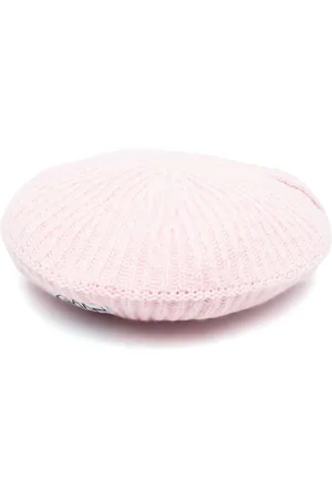 Ganni Ribbed logo-patch beret