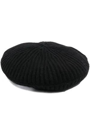 Ganni Ribbed logo-patch beret