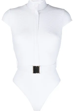 Noire Swimwear Belted cap-sleeve swimsuit