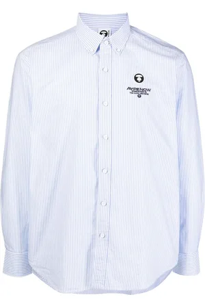 AAPE by *A Bathing Ape logo-embroidered Baseball Shirt - Blue