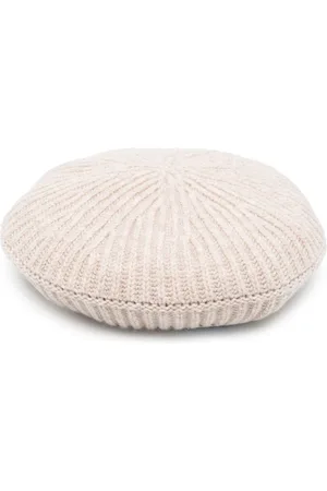 Ganni Logo-patch ribbed-knit beret