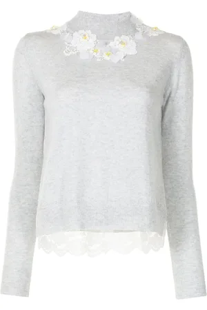 Onefifteen Floral- appliqu?? mock-neck knitted jumper