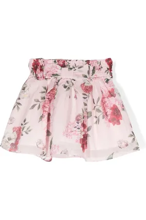 PATACHOU Bow-detail floral chiffon skirt