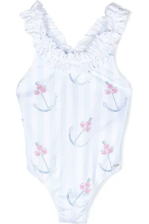 PATACHOU Ruffle-detail graphic-print swimsuit