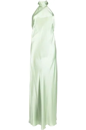 Michelle Mason Backless halter-neck tie gown