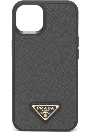 Prada Saffiano Racing Logo Patch Phone Pouch