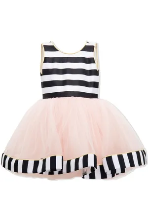 Tulleen Stripe-pattern tulle dress