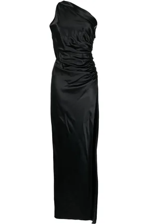 Michelle Mason Gathered-detail one-shoulder silk gown