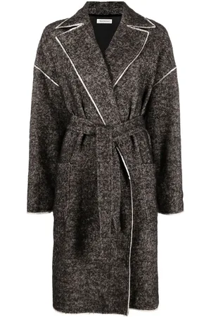 There Was One Contrast-trim belted coat