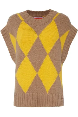 La DoubleJ Argyle-check knit vest